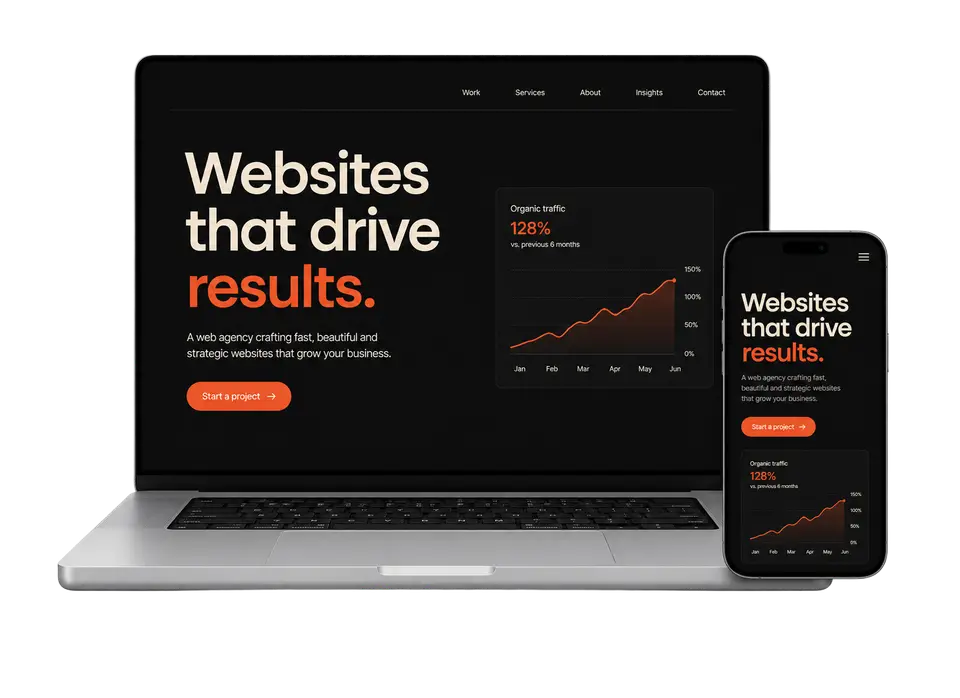 Esempio di sito web La Pergua su laptop e smartphone
